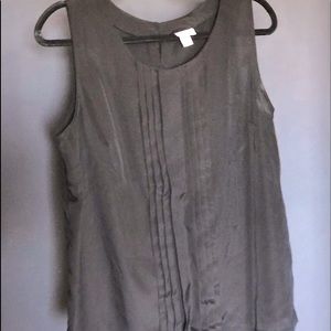 Black Sleeveless Top with Front Pleated Detail Size L